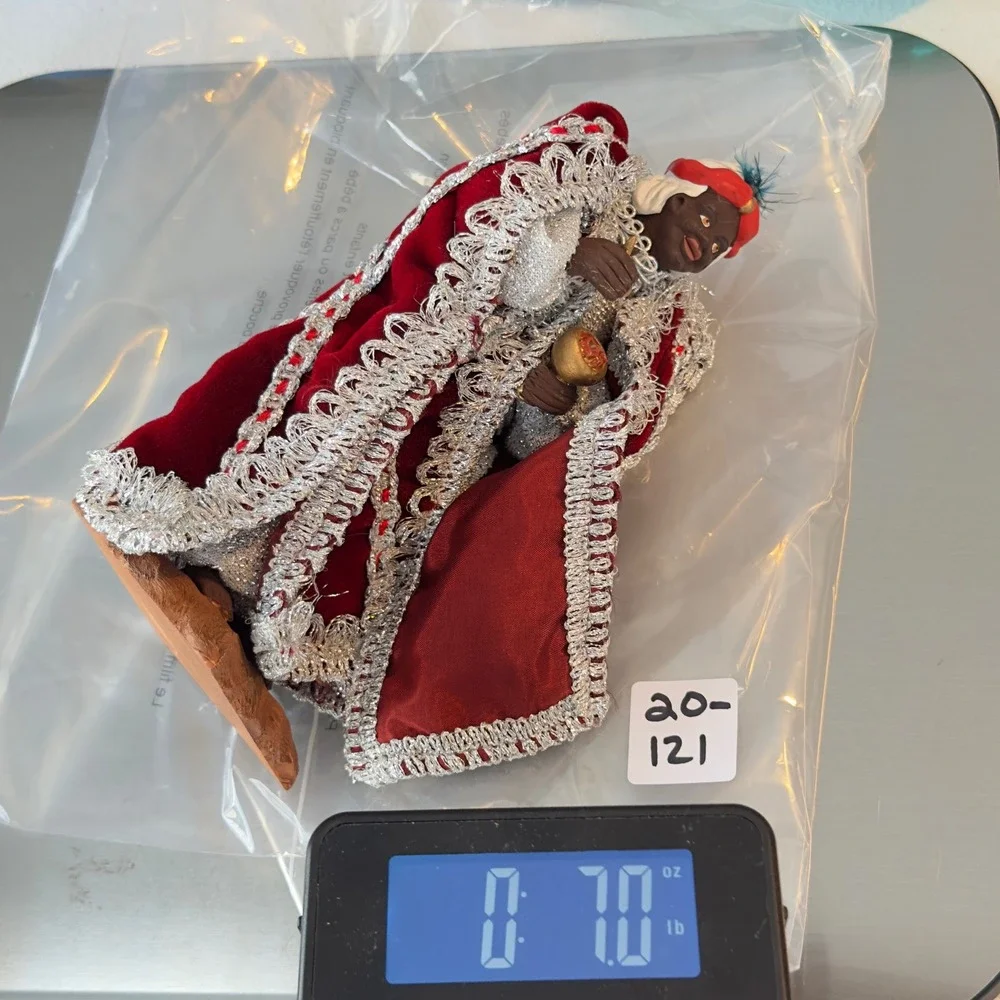 G. Devouassoux Santon‎ de Provence King Balthazar Magi Red Velvet Silver 7.5in